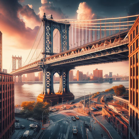 Manhattan Bridge, New York City, United States of America.の素材