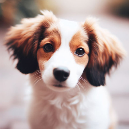 Portrait of a beautiful dog breed cavalier king charles spanielの素材