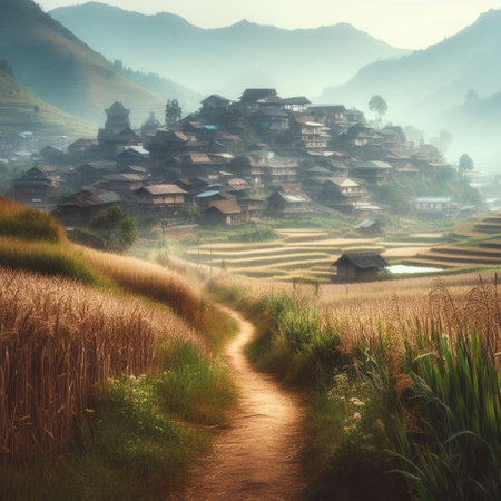 Rice terraces in the countryside of Sapa, Vietnam.の素材