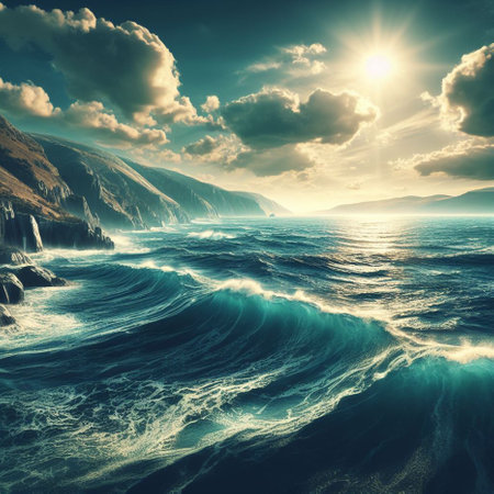 Beautiful seascape. Composition of nature. 3dの素材