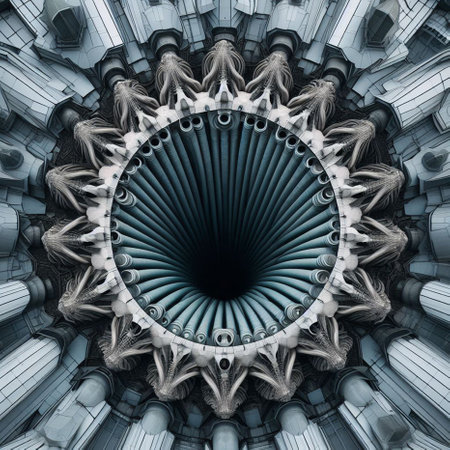 3D surreal illustration. Sacred geometry. Mysterious psychedelic relaxation pattern. Fractal abstract texture. Digital artwork graphic astrology magicの素材