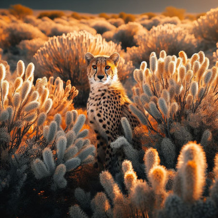 Cheetah in the desert of Arizona, USA. Wildlife scene from USA.の素材
