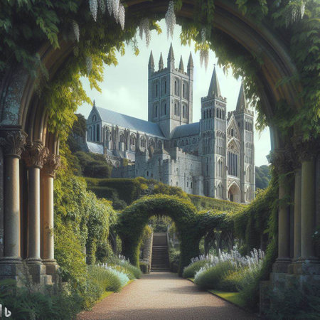 The Abbey of St Mary Magdalene in York, England.の素材