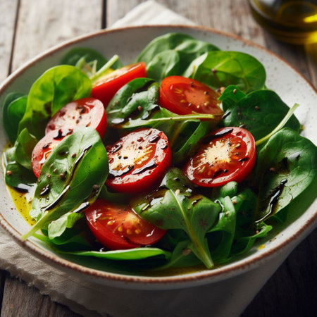 Fresh salad with arugula, cherry tomatoes and balsamic vinegarの素材