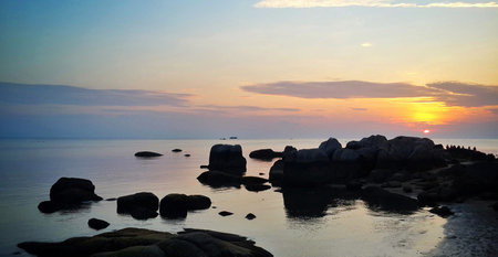 Beautiful sunset at the sea. Thailand, Koh Samui.の写真素材