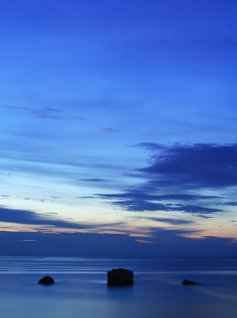 Beautiful seascape at sunset. Nature composition and vibrant colors.の写真素材