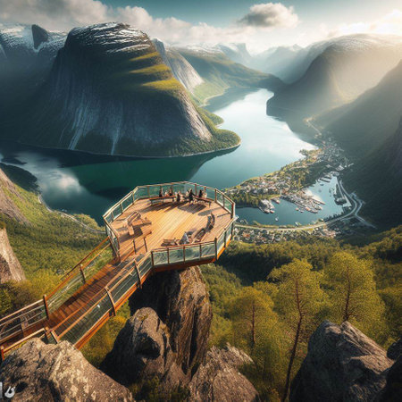 Beautiful summer landscape in Norway. View from the observation deck.の素材