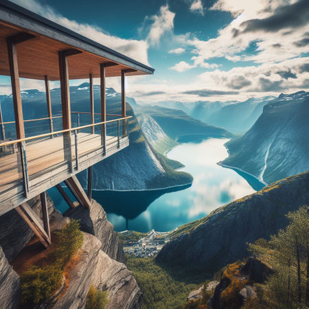 Beautiful view of Aurlandsfjord in Norway, Scandinavia.の素材