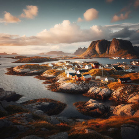 Fishing village on the Lofoten islands, Norway.の素材