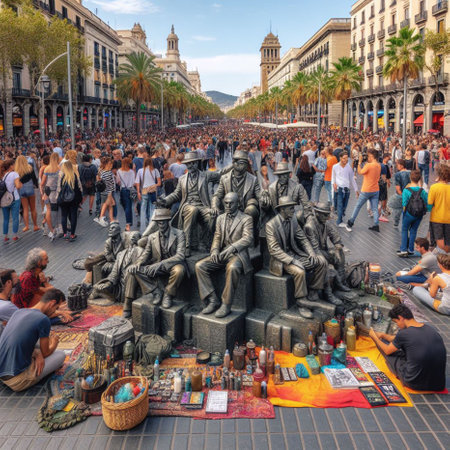 The Plaza de la Encarnacion is the main square of Barcelona, Spain.の素材