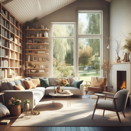 Modern living room interior design. 3d rendering mock up toned imageの素材