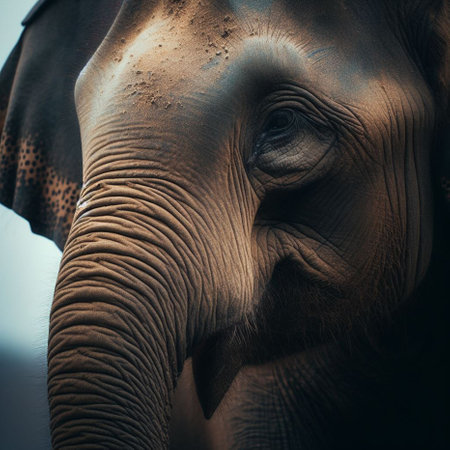 Asian elephant close-up portrait. Selective focus on the eyeの素材