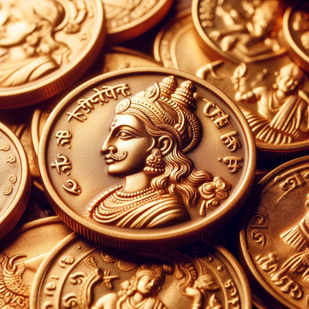 Close-up of russian ruble coins. Shallow depth of fieldの素材