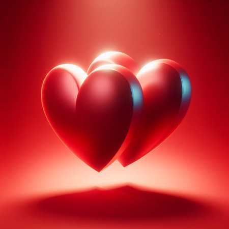 Red heart on a red background. 3D rendering. 3D illustration.の素材