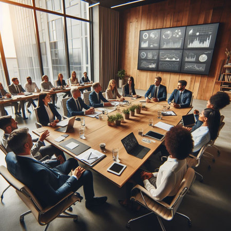 Business People Meeting Conference Brainstorming Teamwork Concept. Multiethnic startup business team on meeting in modern conference room.の素材