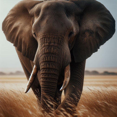 African elephant (Loxodonta africana) in the savannahの素材