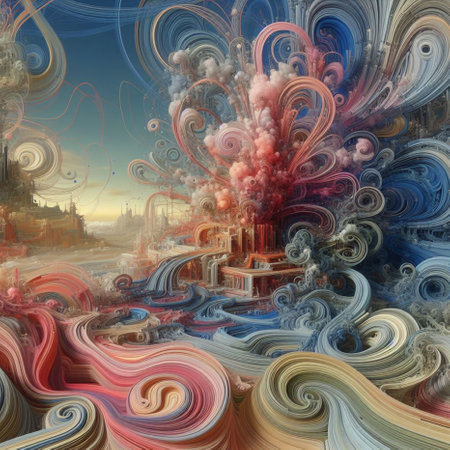 abstract background with colorful clouds in the sky. 3d renderingの素材