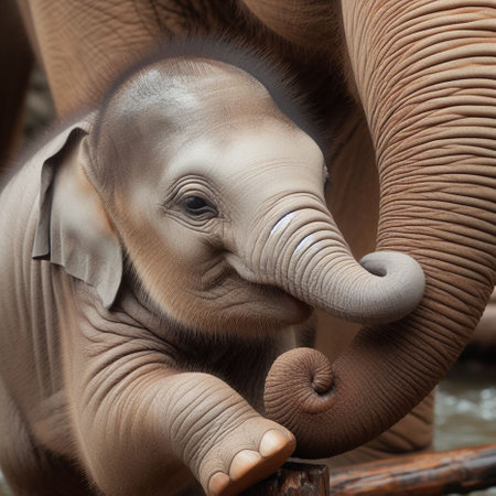 Baby asian elephant in the zoo. Animal in the nature.の素材