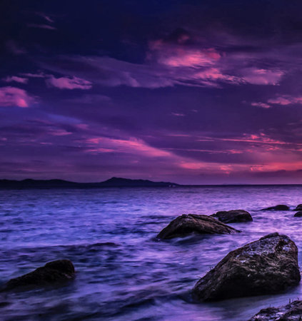 Beautiful seascape at twilight time. Thailand, Phuket.の写真素材