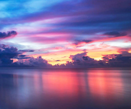 Beautiful sunset over the sea. Colorful sky at sunset.