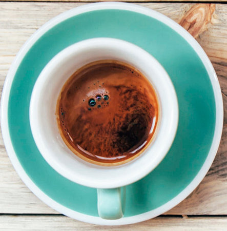 Coffee cup on wooden table background - Vintage effect style pictures