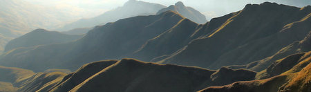 Panoramic view of the mountains from the top of the mountain