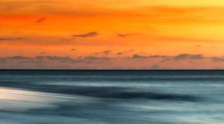 Beautiful sunset on the beach in Sri Lanka. Beautiful seascape.の写真素材