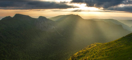 Sunset in the mountains. Sunrise in the Carpathians.