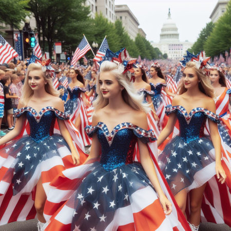Unidentified participants at the 2018 National Independence Day Parade in New York Cityの素材