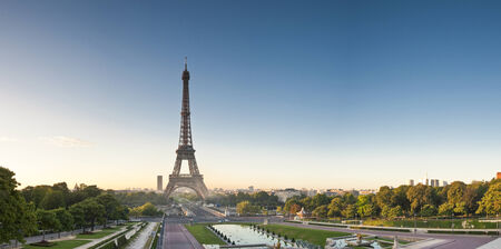 Iconic Eiffel Tower (1889) symbol of Paris and Champ-De-Mars park.の写真素材