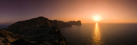 Beautiful sunset over the protected peninsular of Formentor in Majorca 