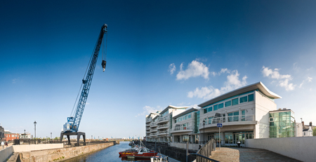 New development of waterfront apartments along the popular the Cardiff Bay in Wales.のeditorial素材