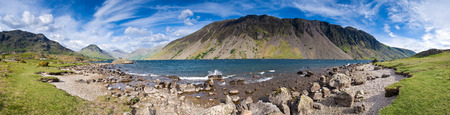 View of Wast Water towards the screes of Yewbarow and Great Gable in the Lake District.の写真素材