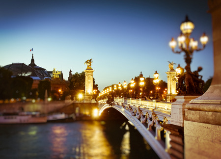 Stunning Pont Alexandre III bridge (1896) spanning the river Seineの写真素材