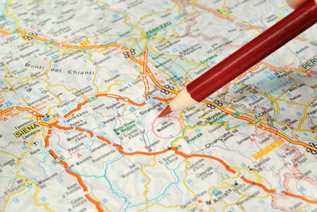 The determination of some zone on the touristic mapの写真素材