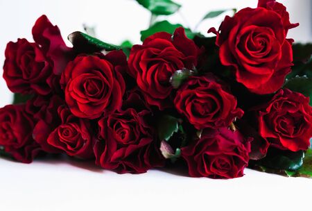 Bouquet of fresh roses, flower bright background.の写真素材