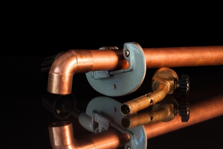 copper pipe cut torch and repairの写真素材