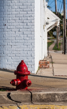 small town street fire hydranの写真素材