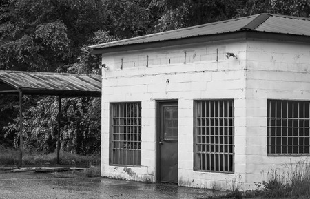 Old rural garage abandoned long agoの写真素材