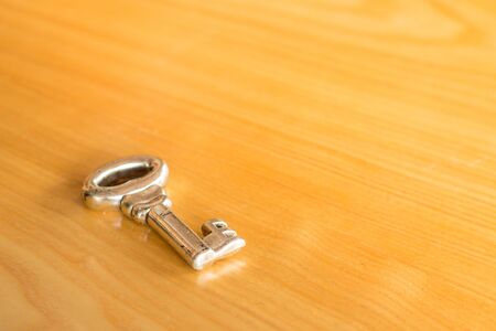 The key is the solution to all your problems, unlocking all doors, solving all mysteries, and obtaining all treasure.  Room for copyspace on right.  Focused shot.の写真素材