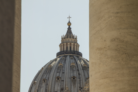 European travel with roman architecture and ancient history in the Vatican with pope window.の写真素材