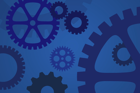 Mechanical gears in blue for industry and process concept.の写真素材