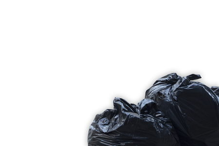 Trash concept with stacked garbage bags and waste.  Other words are junk and litter, rubbish and waste.  Splattered red and blue dirt.の写真素材