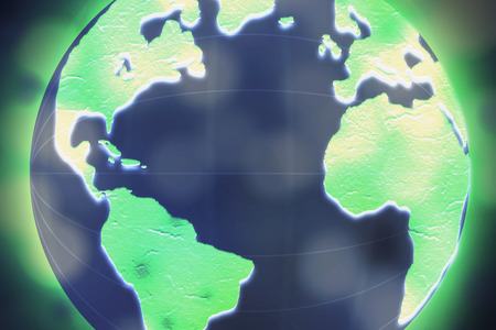 Glowing green earth with plasma energy from space.  Protection from cosmic rays and aliens.