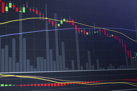 Financial market price plummet into the red as shares take heavy loss.の写真素材