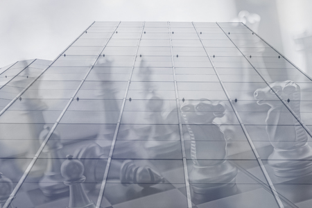 Business competition in the corporate world for big companies competiting against each other.の写真素材