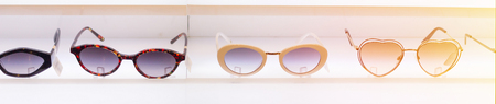 Sunglasses on display for beauty and apparel.の写真素材