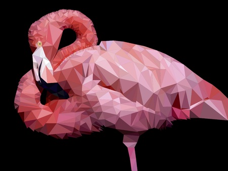 Pink flamingo - illustration in a geometric styleのイラスト素材