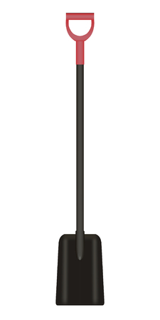 Shovel Illustration drawing with Red Handle on white backgroundのイラスト素材