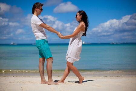 Couple on a tropical beachの写真素材